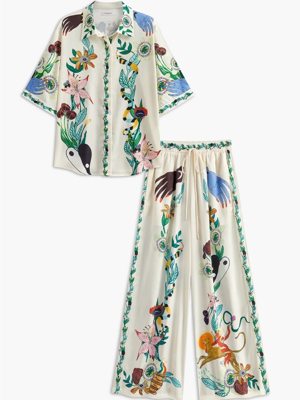 Commense Floral Print Pants Set size M